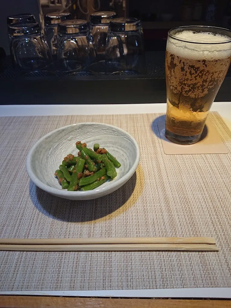 初夏のさやいんげんと小粒納豆の和えもの